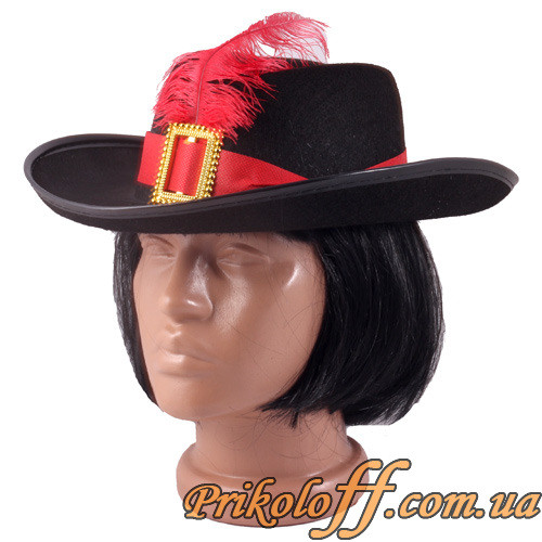 Капелюх малята з полями та червоним пером, фетр, фото 1