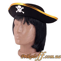 Шляпа пирата детская, золотая кайма