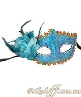 Маска карнавальна "Блакита сітка" з квіткою, блиск