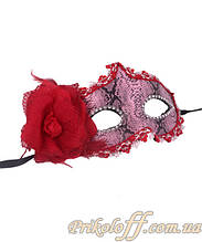 Карнавальна маска "Зміїна шкіра", з квіткою, бузкова.