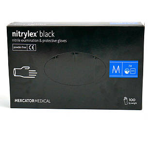 Nitrylex black, нітрилові, медичні рукавички, не стерильні, 100 шт, Mercator Medical