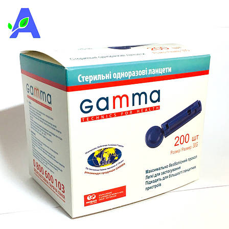 Ланцети Gamma 200 штук в упаковці голка 30G, фото 2