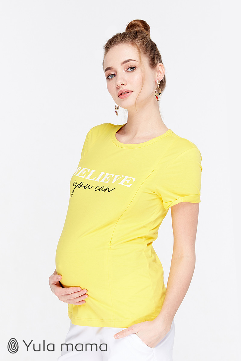 Футболка для вагітних та годування DONNA NR-29.071 жовта, Юла мама