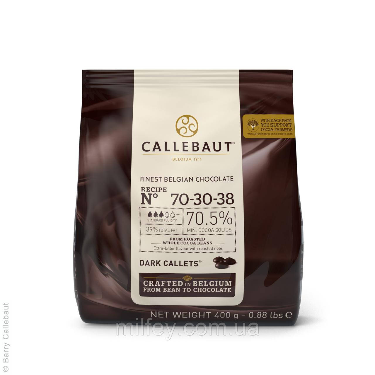 Чорний шоколад 70,5% Callebaut No70-30-38 Бельгія 400 г, фото 1