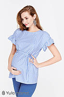 Легка блузка для вагітних і годування MARION BL-29.032, біло-блакитна клітка