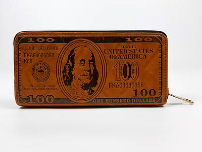 Чоловічий великий гаманець-клатч Долар для грошей Коричневого кольору