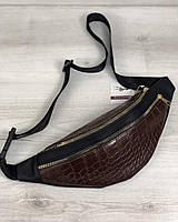 Жіноча сумка Бананка на два відділення коричневий крокодил