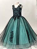 Бірюзове святкове плаття з мереживним ліфом для дівчинки "Камелія", фото 4
