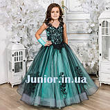 Бірюзове святкове плаття з мереживним ліфом для дівчинки "Камелія", фото 3