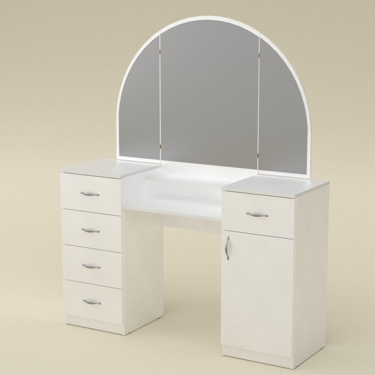 Туалетный столик Компанит Трюмо-5 белого цвета 1400х4201700 мм для спальни - фото 1 - id-p946217636