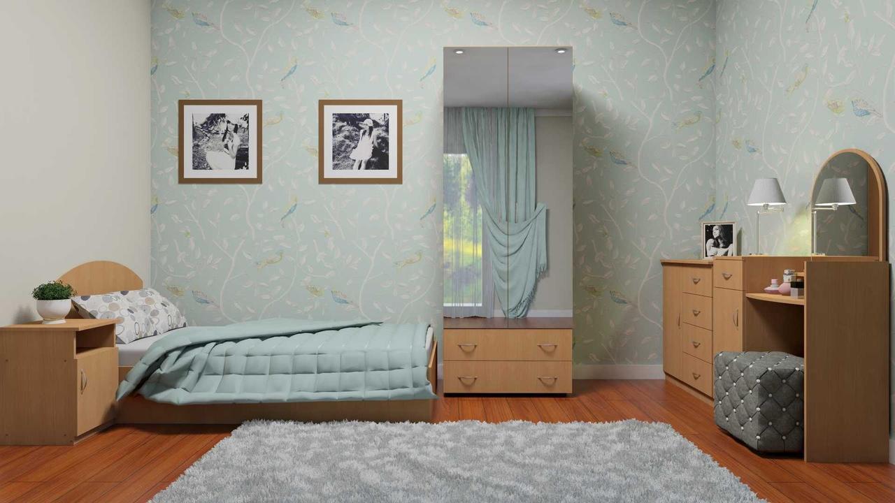 Одномісна спальня Компаніт набір меблів №5 дсп вільха