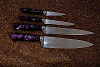 Комплект кухонних ножів ручної роботи "Акрил перламутровий", 40Х13, 4 ножі