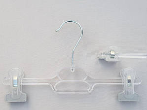Плічка дитячі пластмасові для штанів і спідниць V-BN26 прозорі, 26 см
