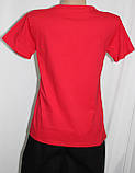 Модна стильна футболка жиноча Футболка топ жіноча бавовняна, червона, серце, фото 3