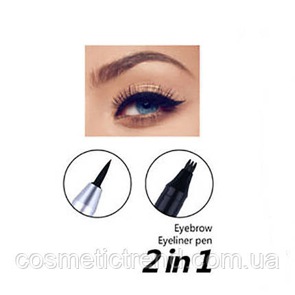 Huda Beauty набір для макіяжу 2х1 підводка для повік чорна + 3D татуажний маркер для брів світло-коричневий, фото 3