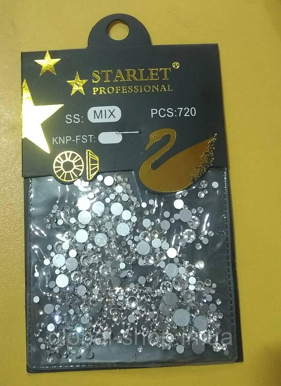 Стрази starlet professional, ss2-ss20, колір срібло, 720 шт.