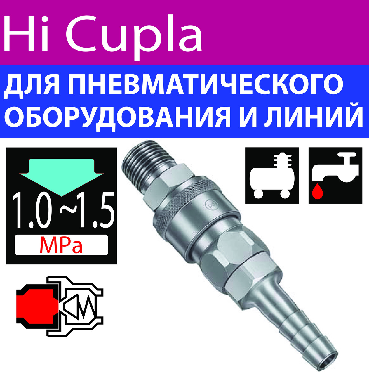 Швидкорознімні з'єднання для повітря пневматичного інструменту Hi Cupla, фото 1