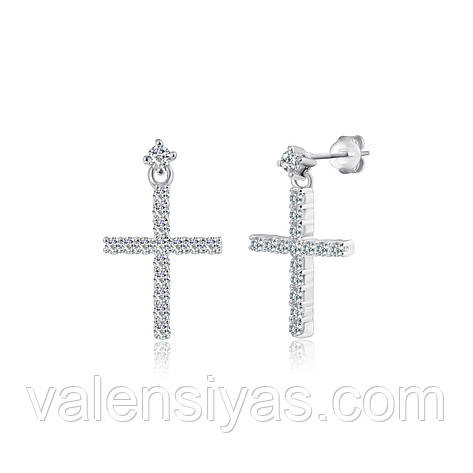 Срібні сережки-пусети "Крестики" С2Ф/1001, фото 1