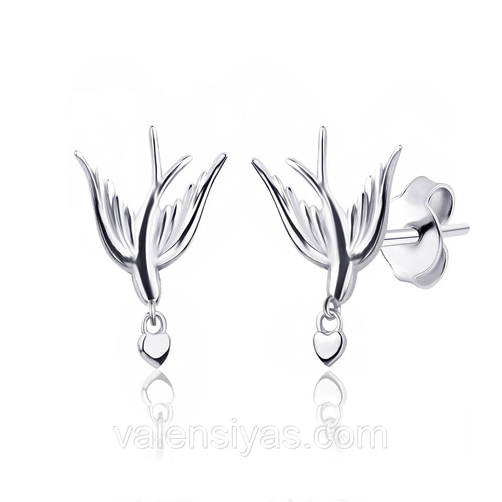 Срібні сережки-пусети Ластівки С2/2025