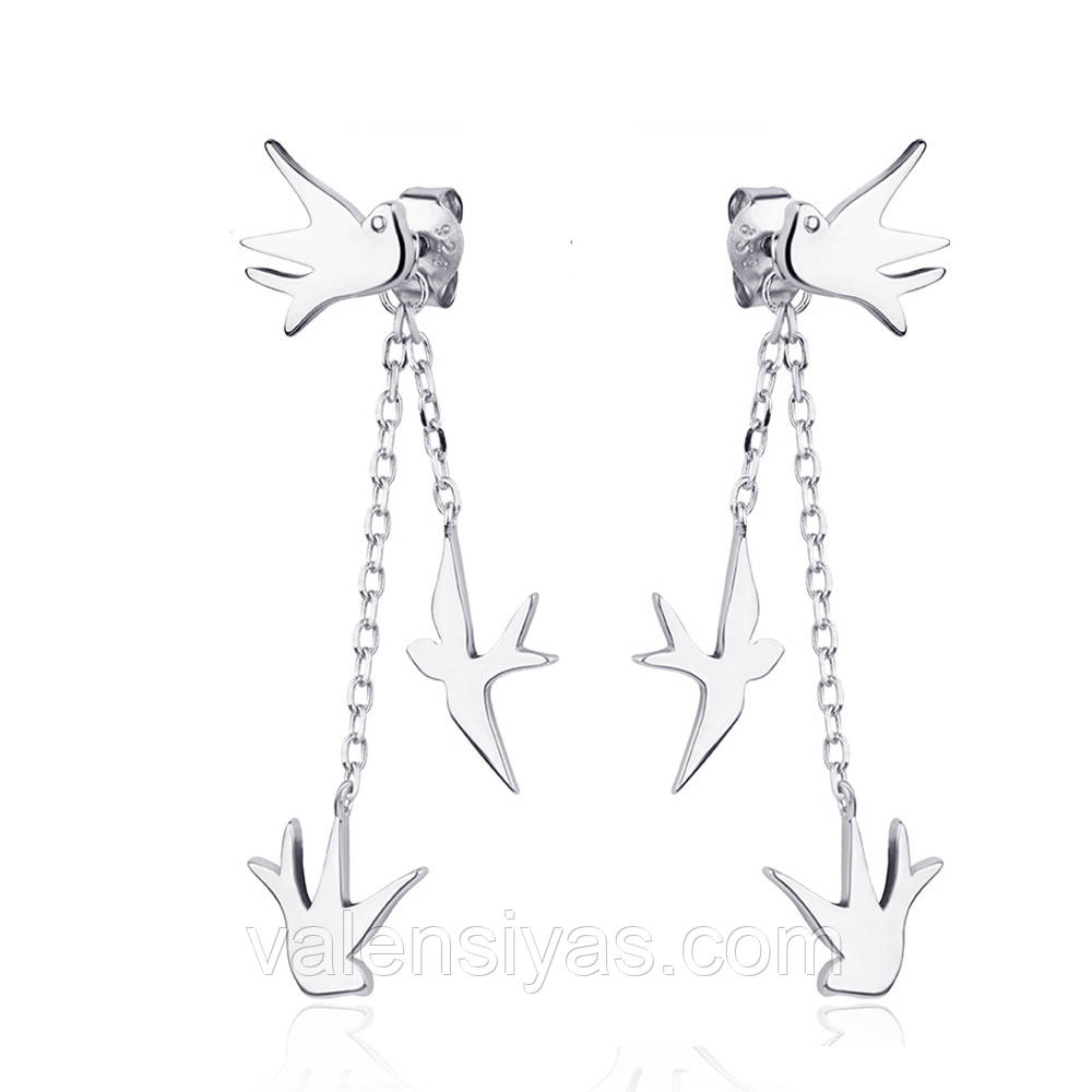 Срібні сережки-трансформери Ластівки СК2/2011