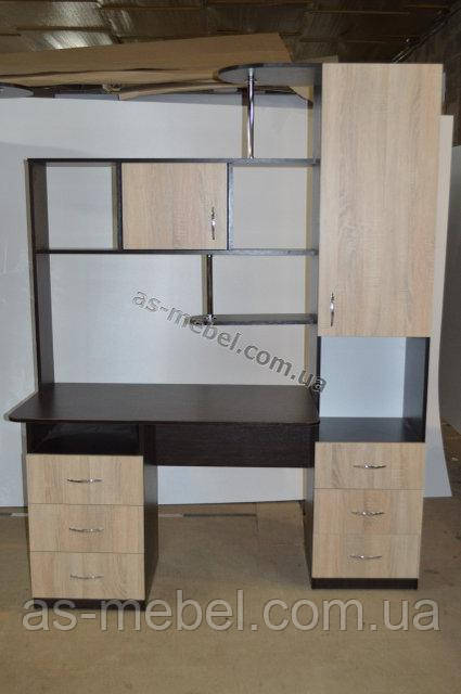 Стіл комп'ютерний Оскар Прямий Венге магія + дуб Сонома, фото 1