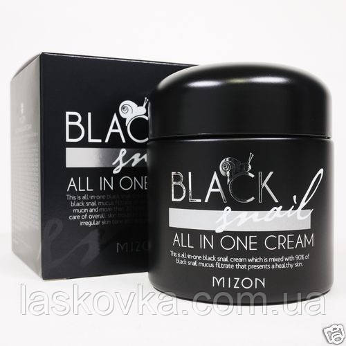 Крем с слизью Черной Иберийской Улитки MIZON Black Snail All in One Cream - фото 1 - id-p91711714