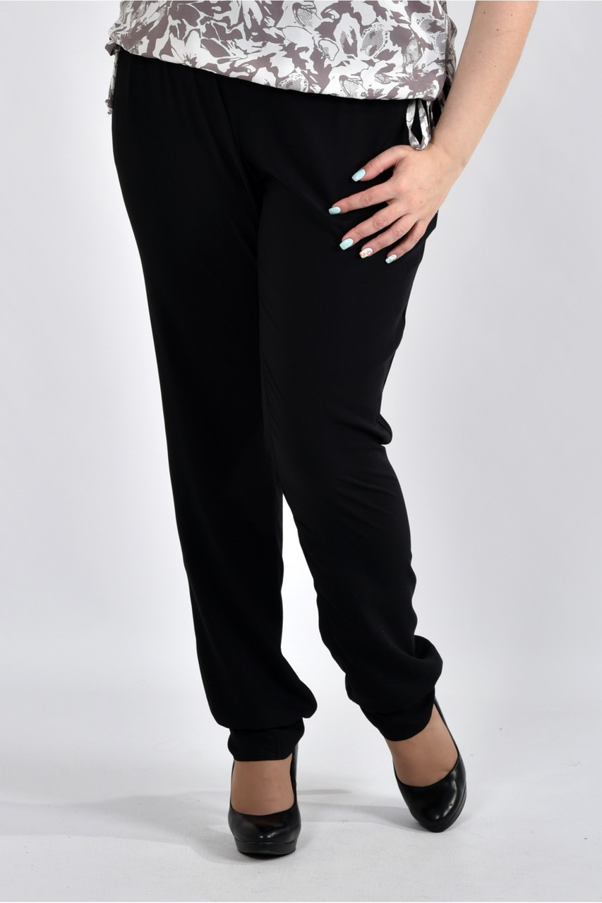 Чорні літні брюки жіночі штапельні класичні великого розміру 42-74. b026-1