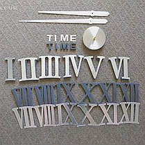 Годинник дзеркальні срібло діаметр від 60см до 90см "римські 3D годинник великі", фото 2