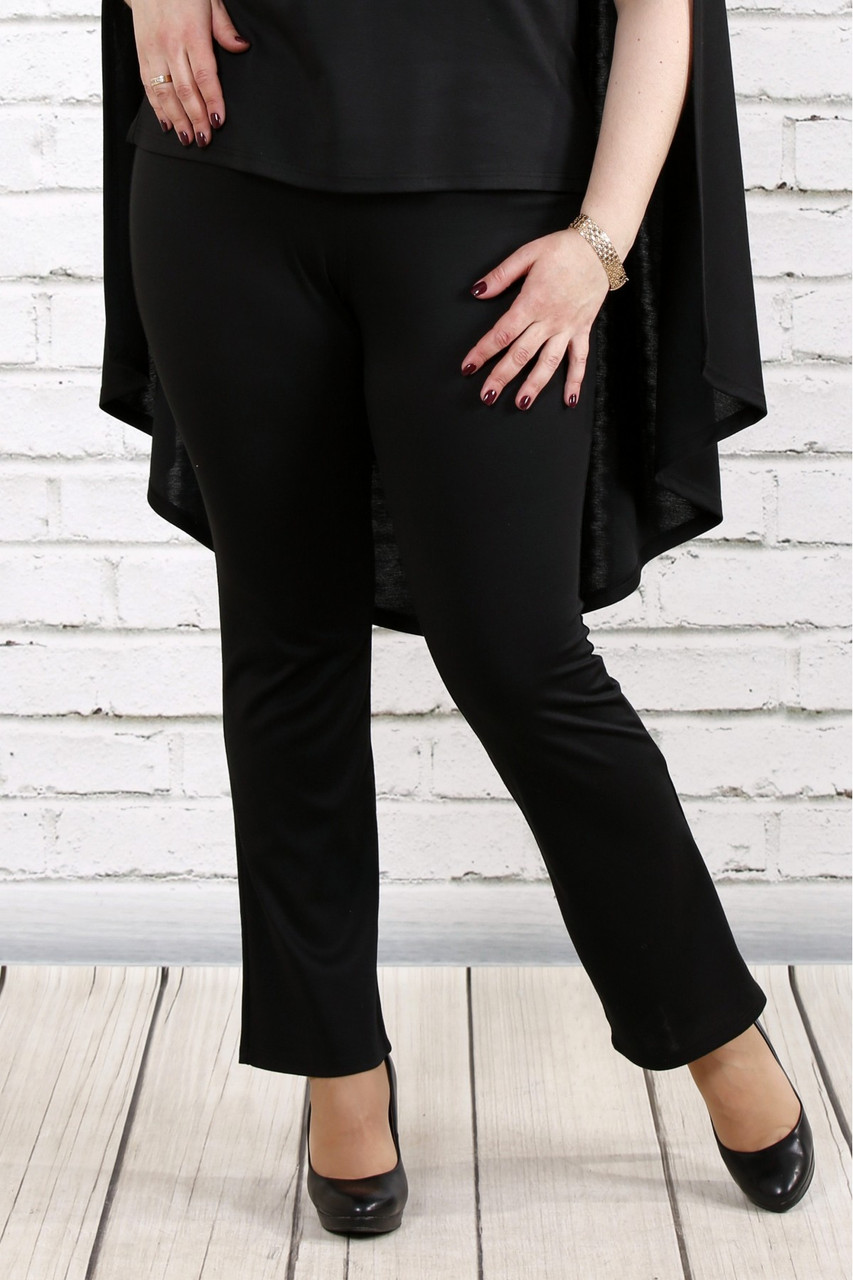 Чорні трикотажні штани жіночі класичні прямі великого розміру 42-74. b037-1