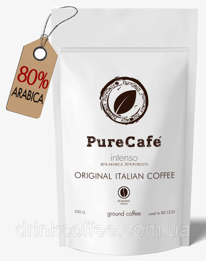 Кава PureCafe Intenso мелена 80% Арабіка 20% Робуста Італія 250g, фото 1