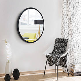 Чорне кругле дзеркало 60 см