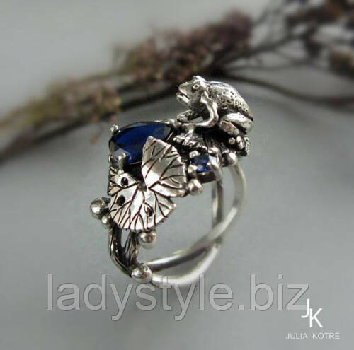 Колечко зі сріблястою жабою, 18.2 від студії LadyStyle.Biz, фото 1