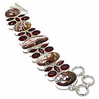 Срібний браслет із мереживним агатом