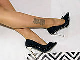Класичні човники на шпильці чорного кольору, фото 8