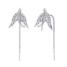 Срібні сережки-протяжки Ластівки С2Ф/2024