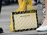 Міцна бавовняна сумка "Авоська" ручної роботи жовта до 20 кг, фото 4