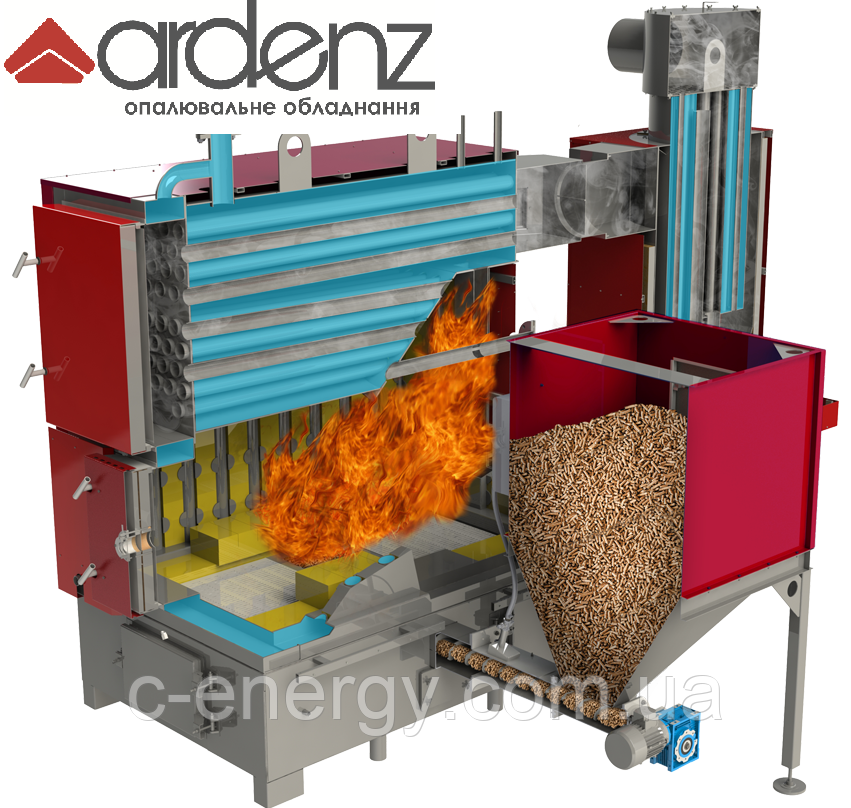 Котел твердопаливний з механізованою подаванням пелет Ardenz ТМ-100 кВт (Арденз)