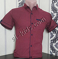 Стильна сорочка (шведка) для хлопчика 6-11 років (опт) (бордо) (пр. Туреччина)