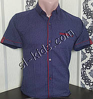 Стильна сорочка(шведка) для хлопчика 12-16 років (роздр) (темно синя) (пр. Туреччина)
