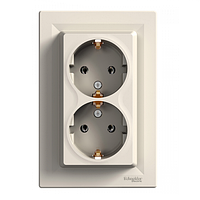 Розетка подвійна з заземленням кремова Schneider Electric Asfora EPH9900123