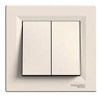Вимикач прохідний двоклавішний кремовий Asfora Schneider electric EPH0600123