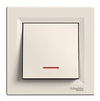 Прохідний вимикач з підсвіткою кремовий Asfora Schneider electric EPH1500123