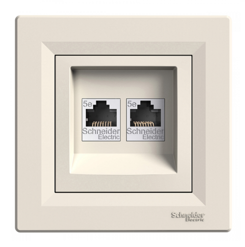 Розетка комп'ютерна подвійна кремова Schneider electric Asfora EPH4400123