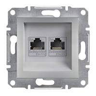 Розетка компьютерная двойная алюминиевая Schneider electric Asfora EPH4400161