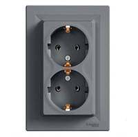 Розетка двойная с заземлением сталь Schneider Electric Asfora EPH9900162