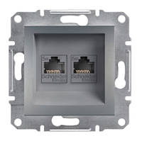 Розетка компьютерная двойная сталь Schneider electric Asfora EPH4400162