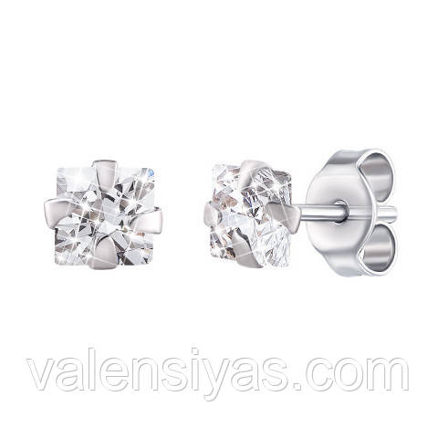 Срібні сережки-цвяшки з фіанітом С2Ф/602