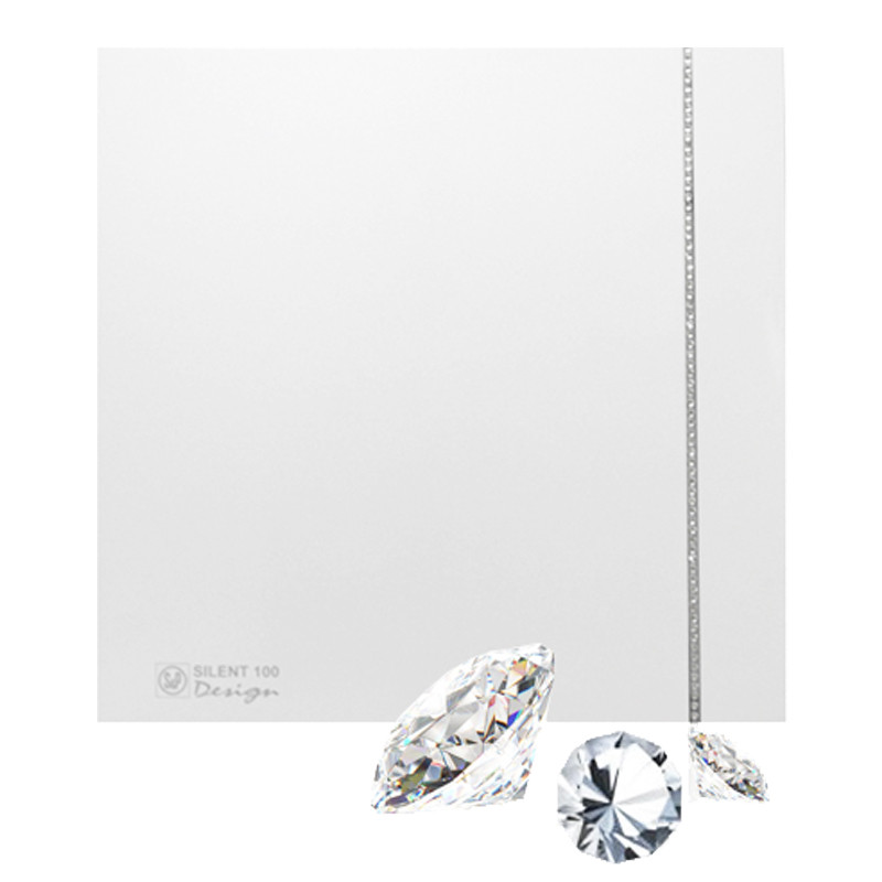 Вентилятор витяжний Silent - 100 CZ Swarovski Design White у ванну кухню, фото 1
