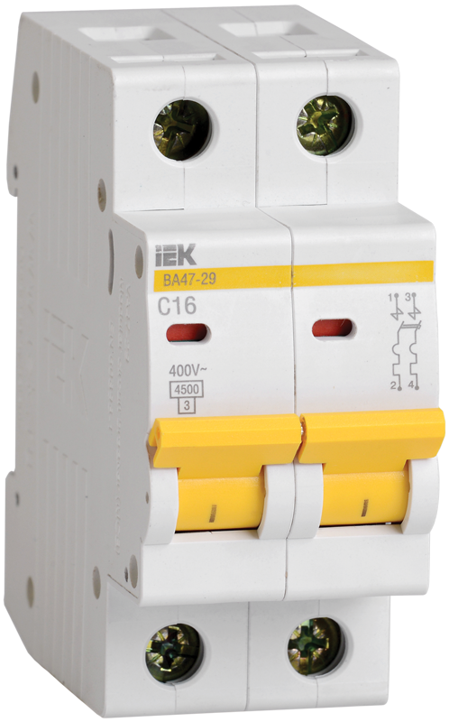 Автоматичний вимикач ВА47-29 2Р 6А 4,5 кА х-ка D ІЕК