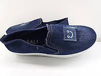Туфли слипоны женские натуральний джинс синий +вышивка.Фабричная Турция. 39 размер